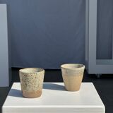 Set of 2 cups in Indonesian ceramic (brown & speckled glazed matte)