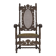 Fauteuil danois à haut dossier des années 1930, en maille, velours et bois de chêne sculpté.