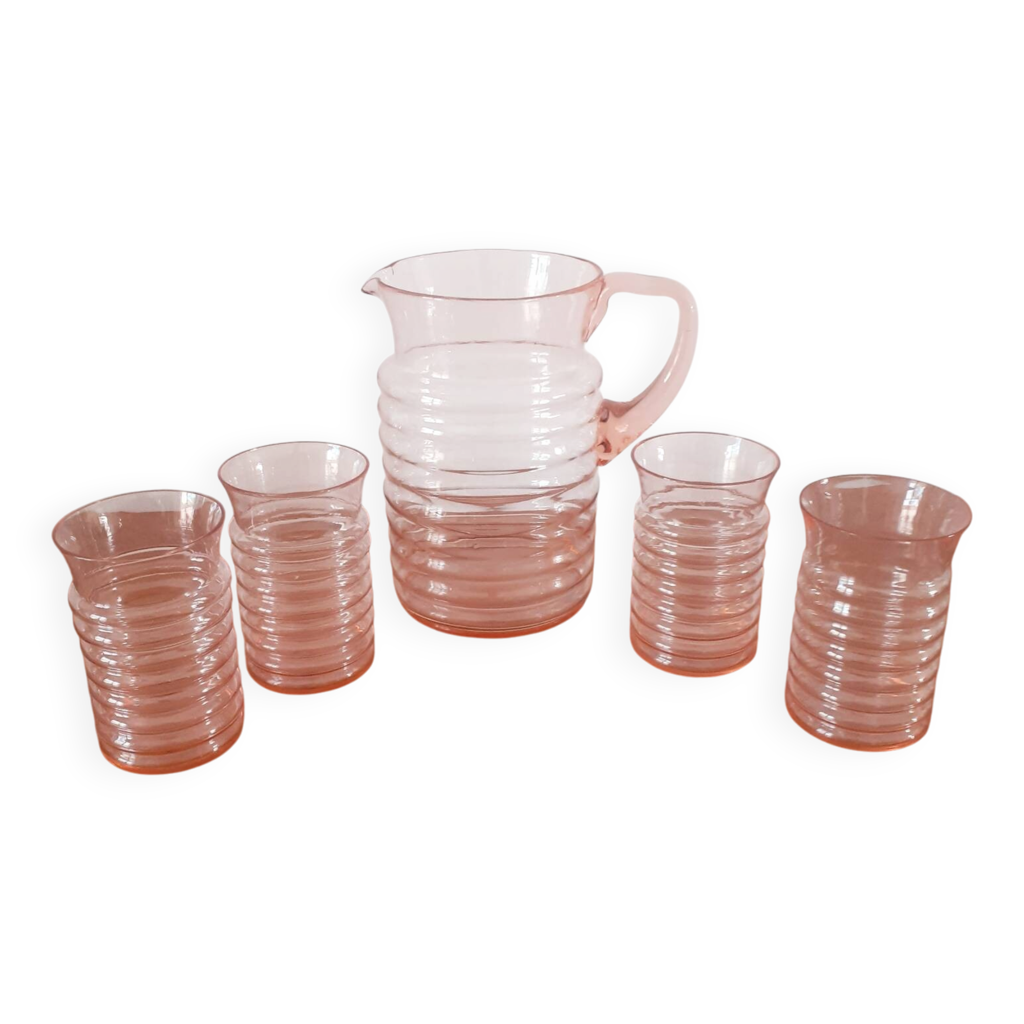 Pink glass orangeade set