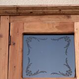 Parisian wardrobe in raw wood with engraved glass from 1920.