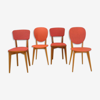 Suite de quatre chaises vintage rouge