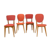 Suite de quatre chaises vintage rouge