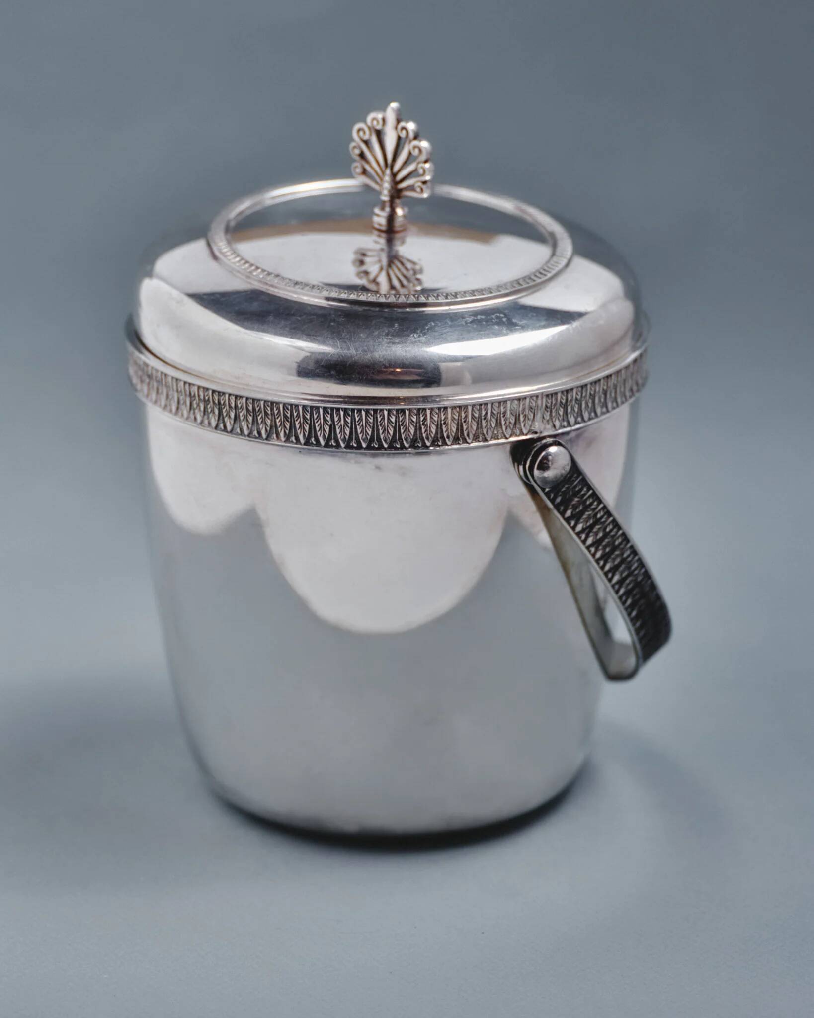 Silver-plated metal ice bucket, 1950s