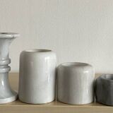 Set of 11 Carrara marble candlesticks from the 70s