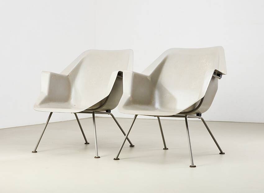 Rare Pair of Early 416 Chairs by Wim Rietveld & Andere Cordemeyer for Gispen 1957