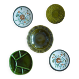 5 assiettes, plats dépareillés