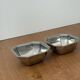 Pair of small vintage octagonal bowls in stainless steel, futuristic Italian style.