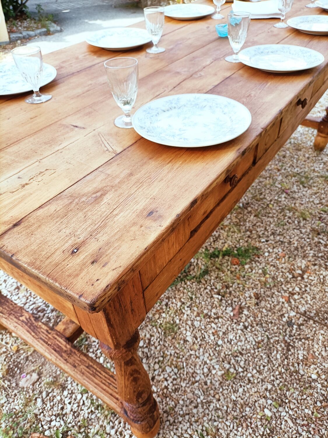 Large old farmhouse table 8 drawers