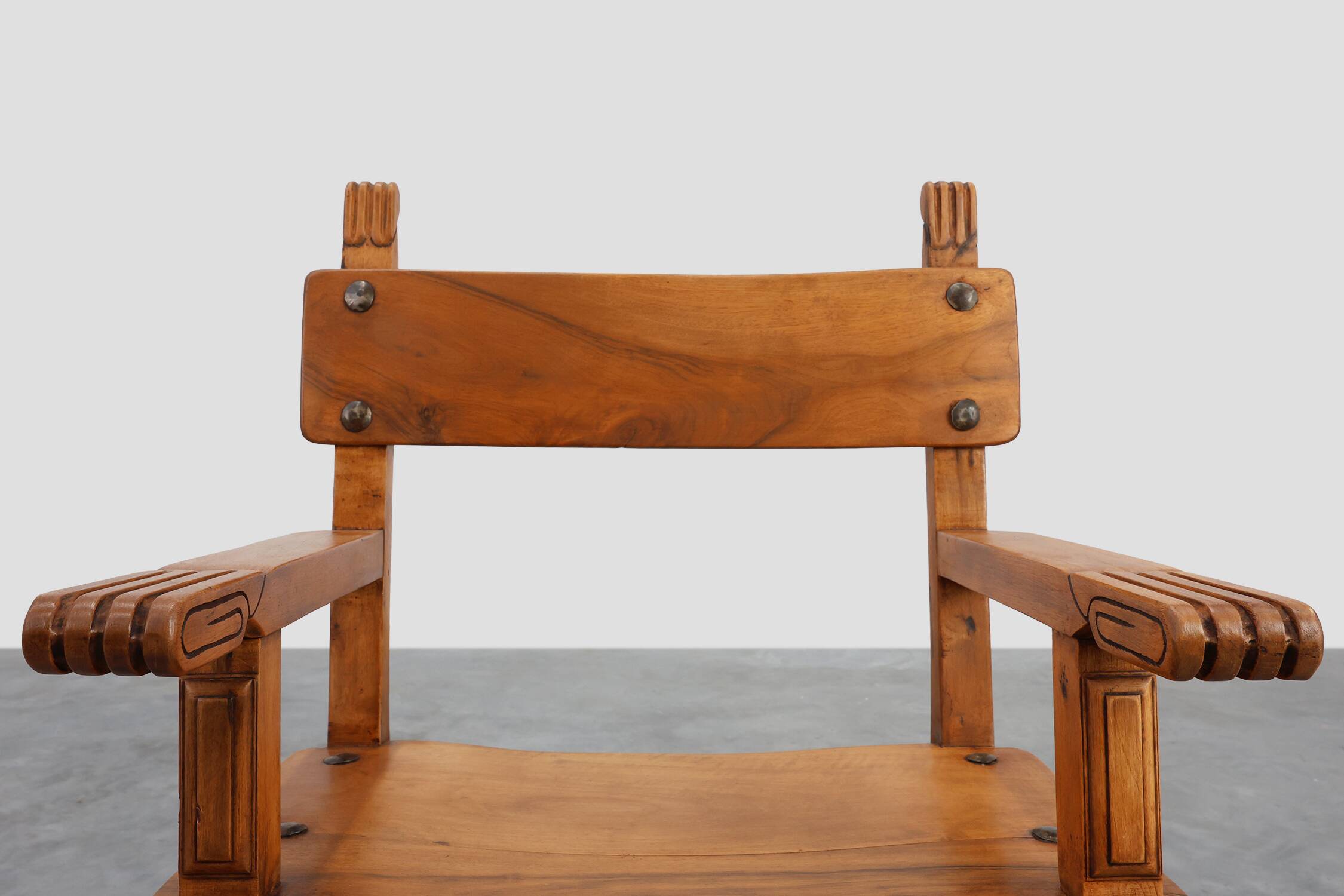 Rustic carved oak Iberian side chair, Spain ca. 1900