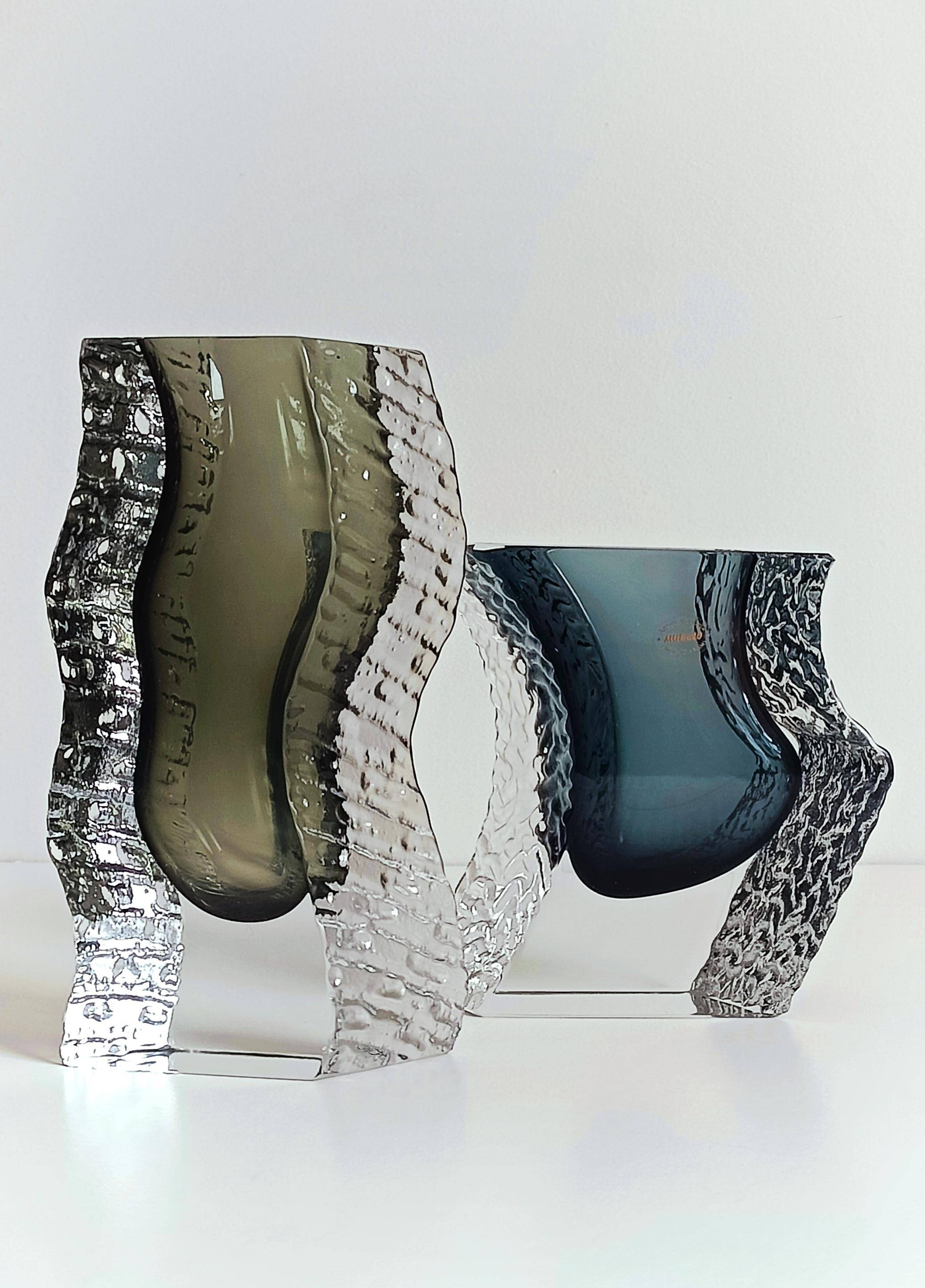 Alessandro Mandruzzato Murano Glass Vases, Hand-Blown, Italy, 1970s