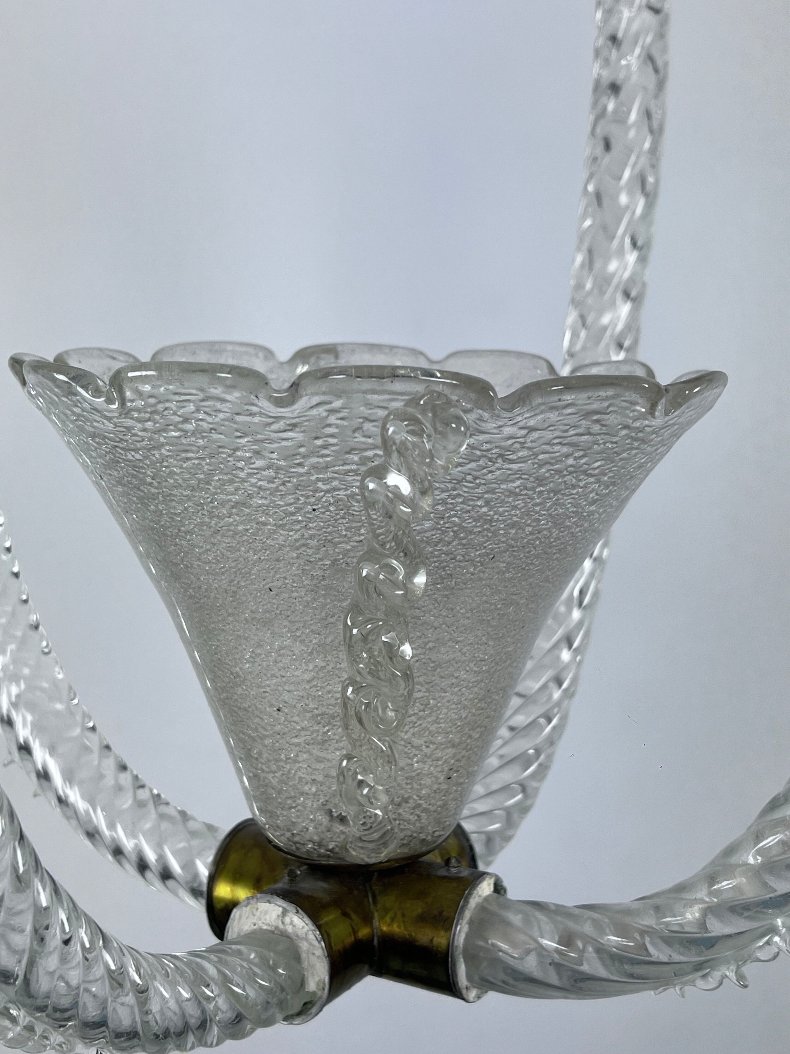 Ercole Barovier Murano glass pendant lamp Italy 1930s