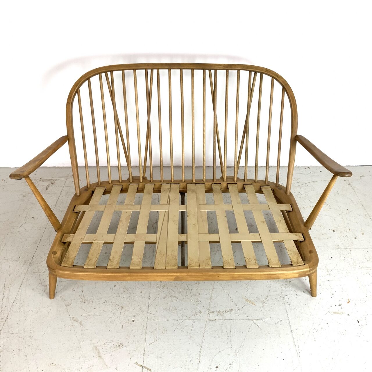 Vintage ercol windsor 2-seater sofa padded in French tick