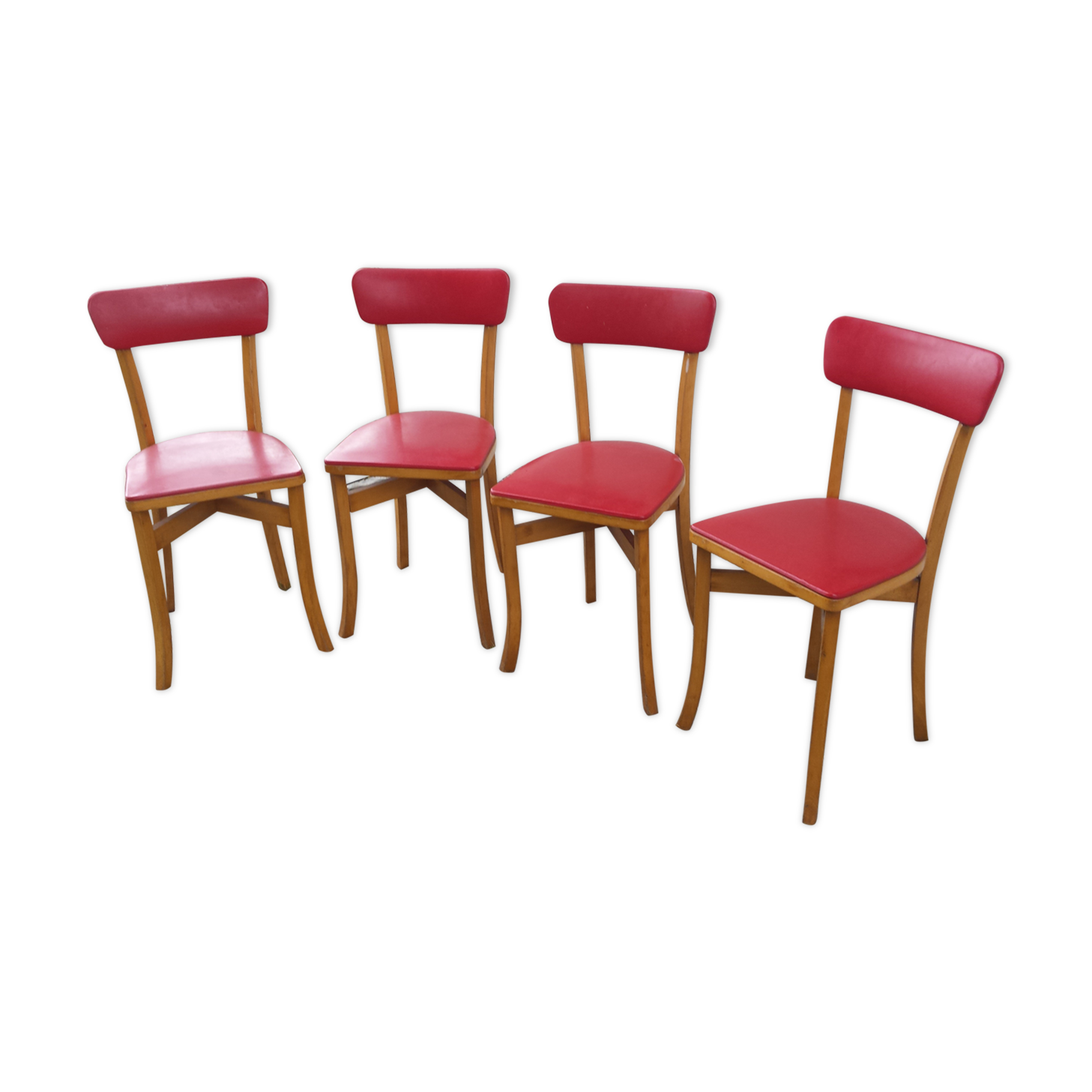 Lot of 4 vintage red chairs