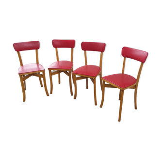Lot of 4 vintage red chairs
