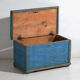 Antique chest painted blue in pine – Central Europe, around 1900