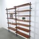 Mid Century Olof Pira Zweden teak modulair LP wandsysteem