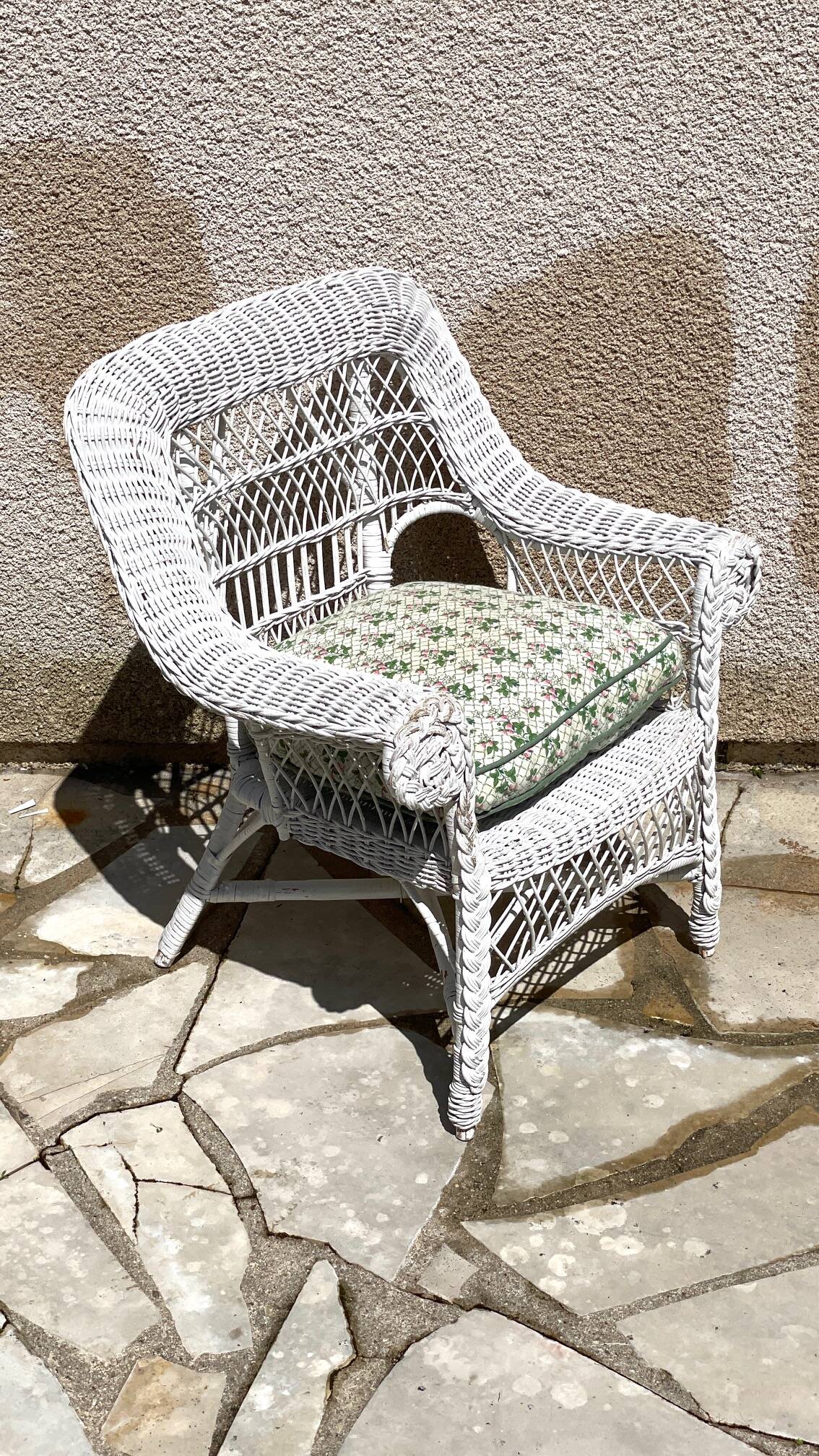 Vintage rattan kids armchair