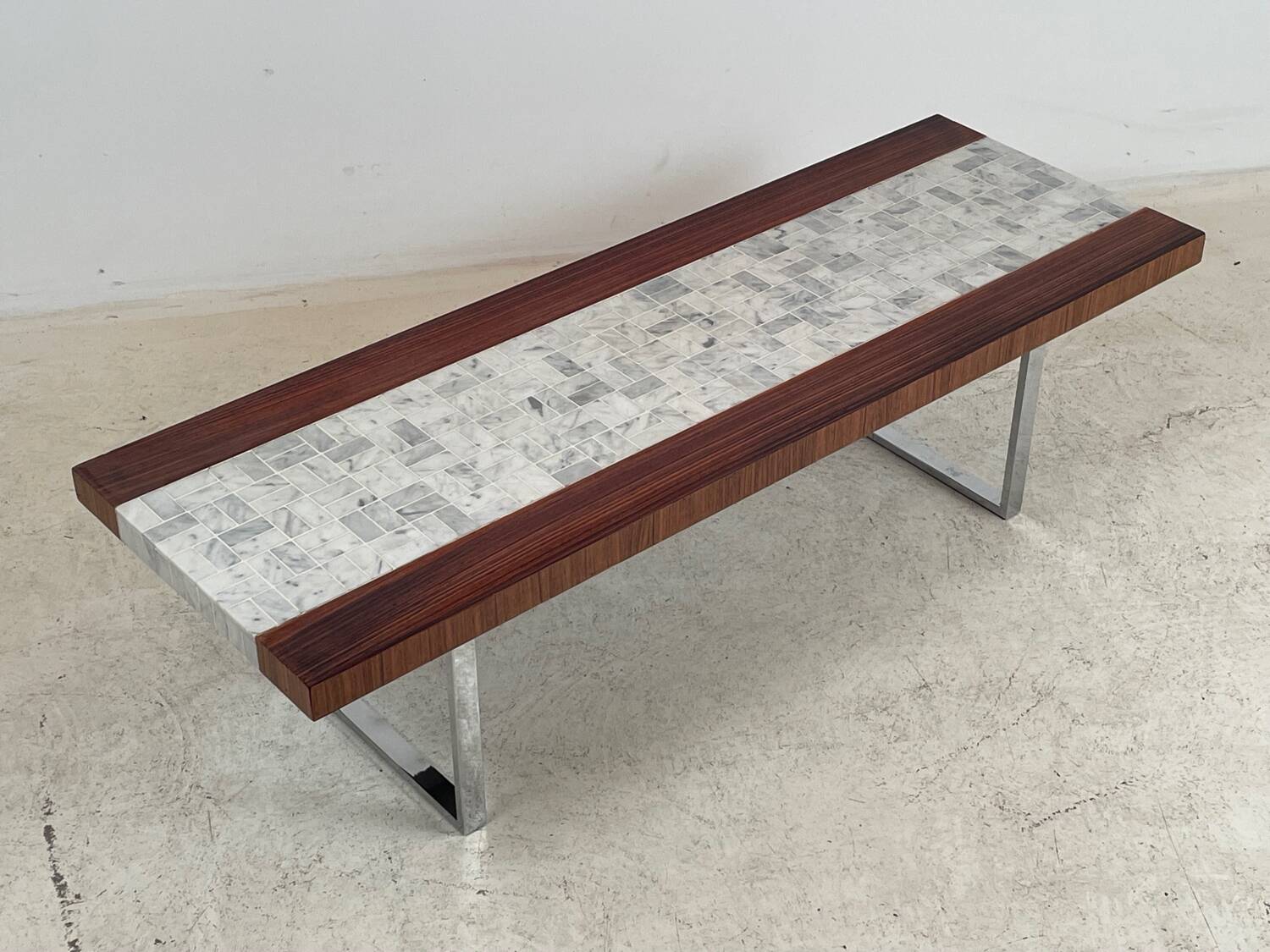 "SEM" coffee table in marble and rosewood 1970