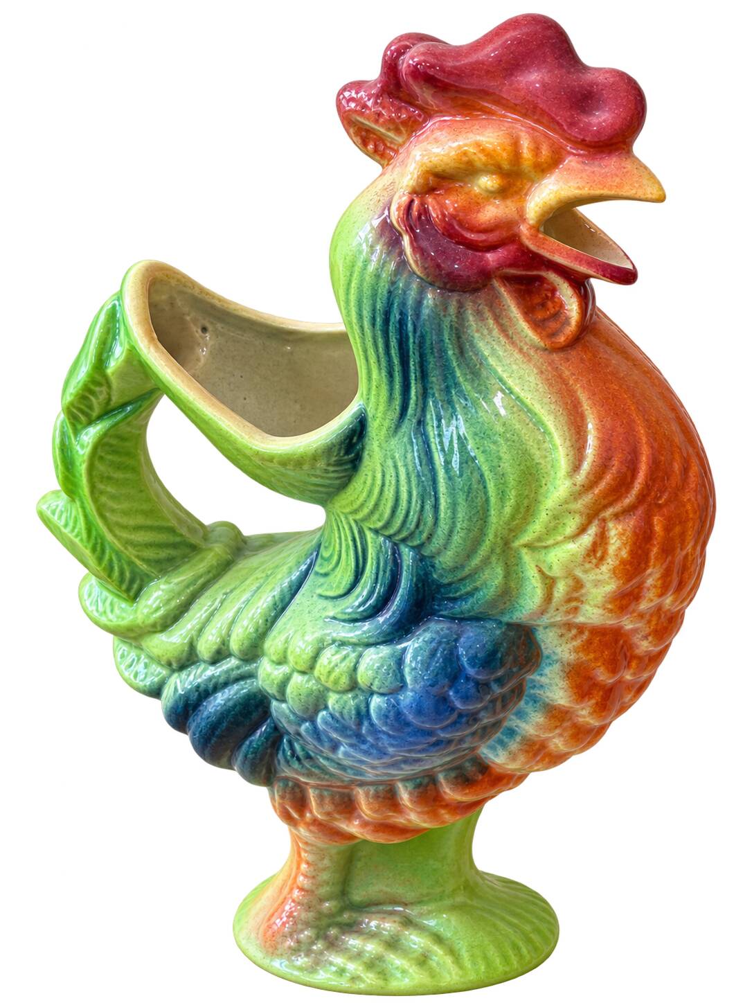 Jug with a rooster in slipware