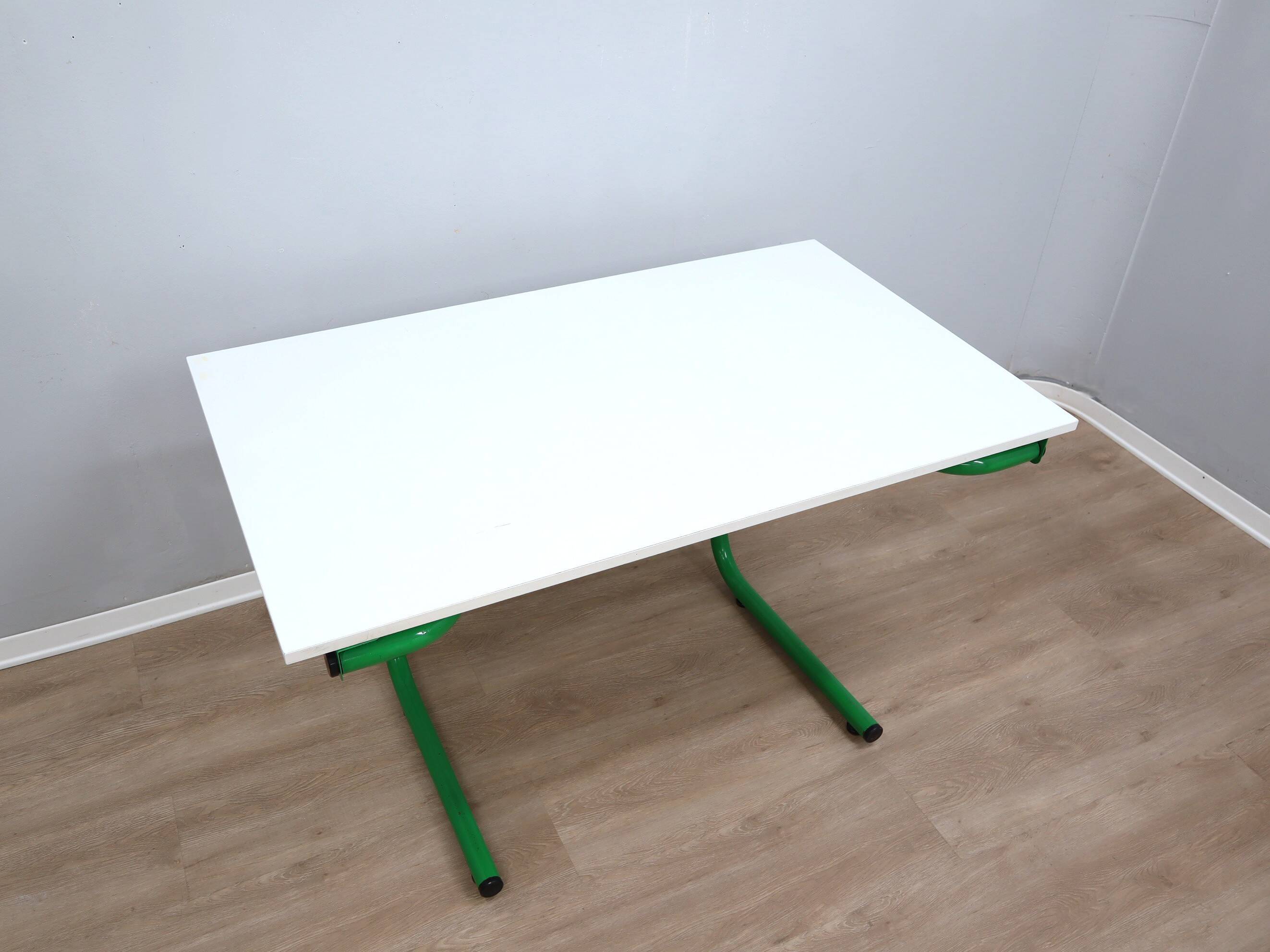 1960s Bieffeplast vintage green metal frame desk