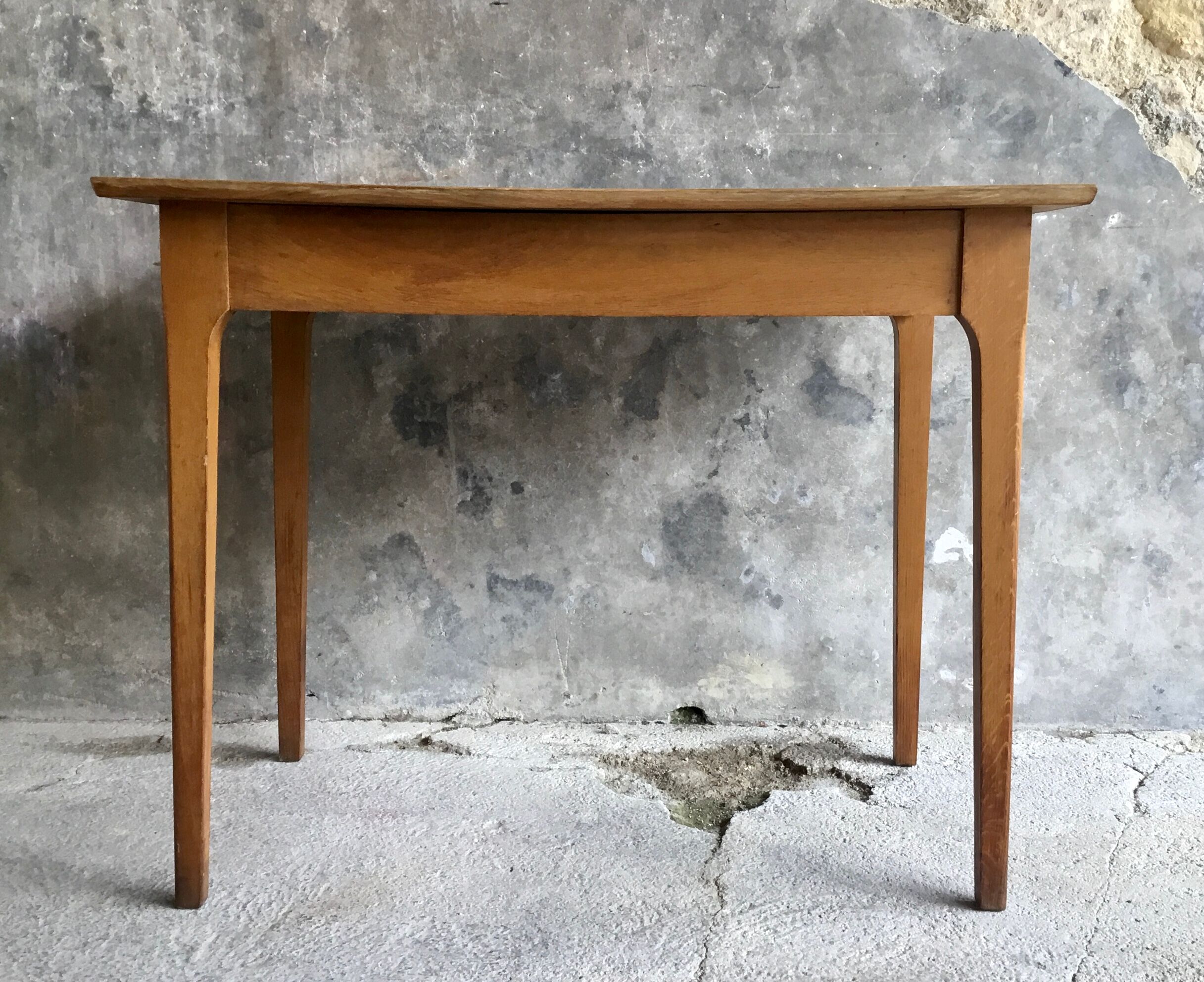 Vintage drawer table or desk in light wood 1950