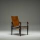 Swiss Leather Safari Chair attributed to Wilhelm Kienzle for Wohnbedarf