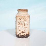 Vintage 'uienvaas' from West Germany, retro fat lava flower vase from the 1960s.