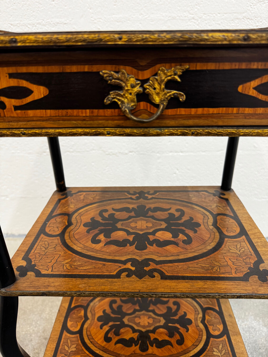 Napoleon III side table in marquetry and gilding