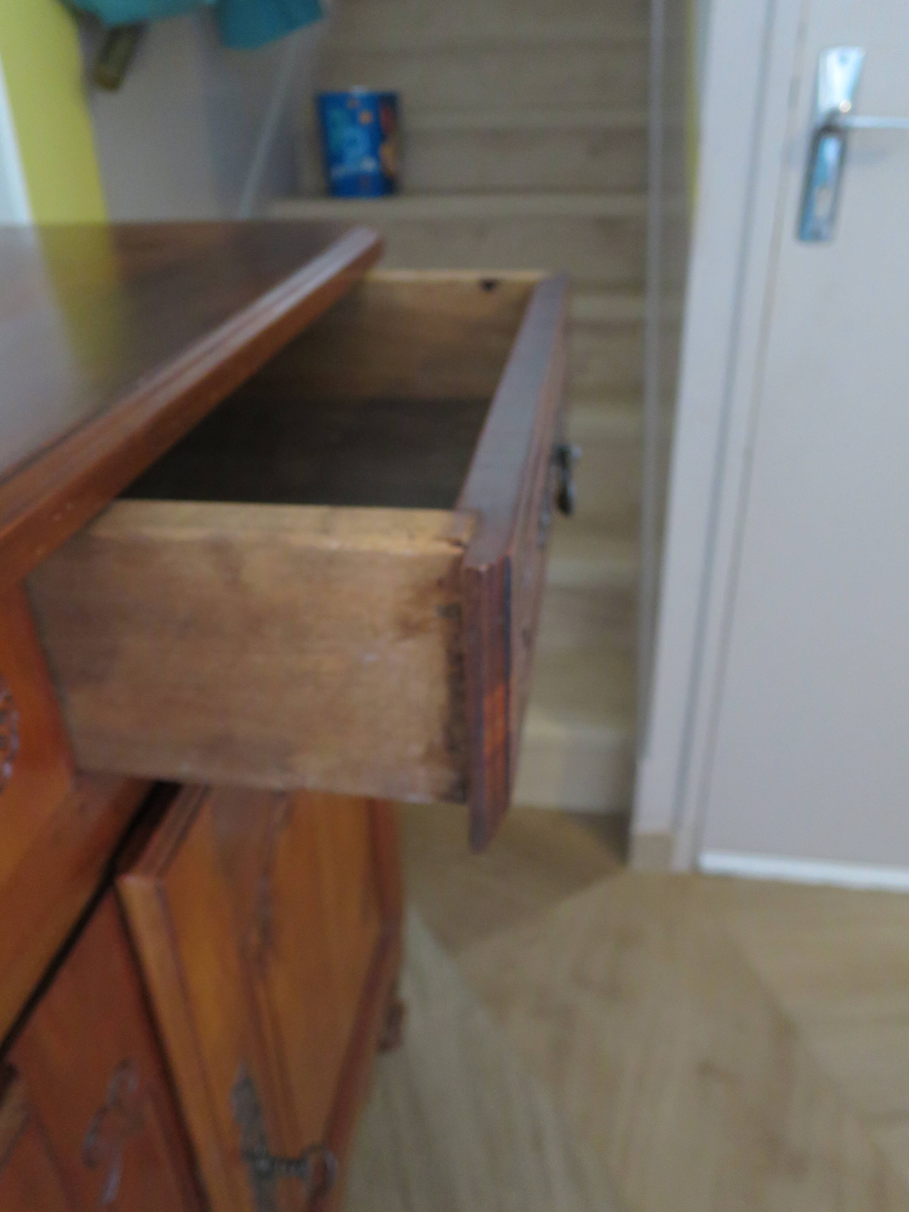 Rustic buffet Louis XV-Regency-jointed-massive wood-snail feet