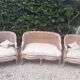 Louis XV style living room sofa and 2 armchairs - canework and carved wood