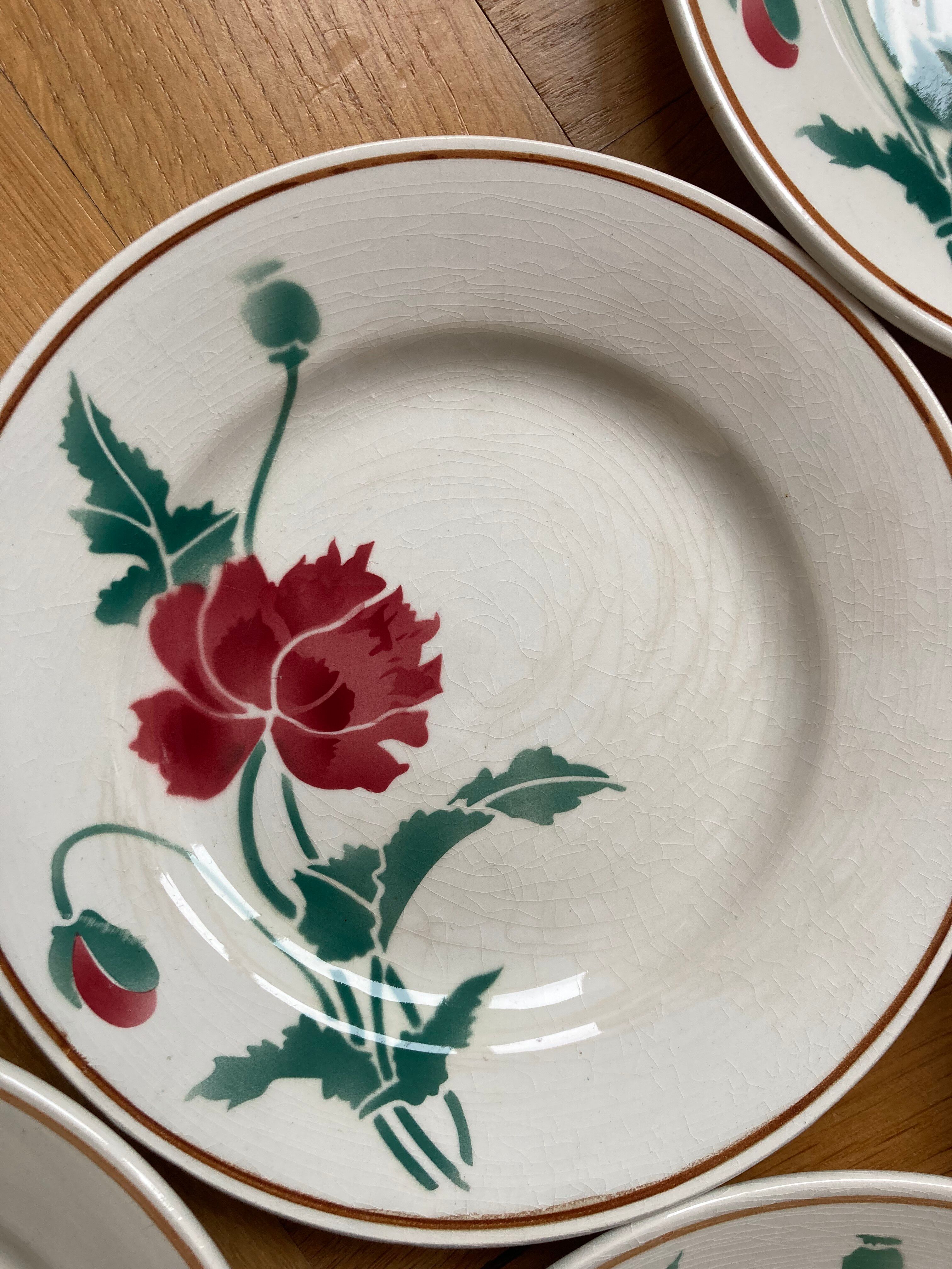 Luxury dessert plates poppies Luxeuil hbcm