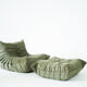 Togo Armchair and Pouf in Khaki wide Corduroy