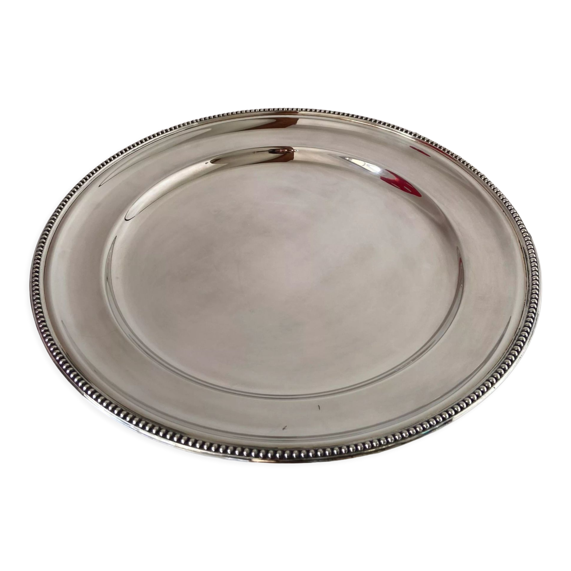 New round silver plated dish