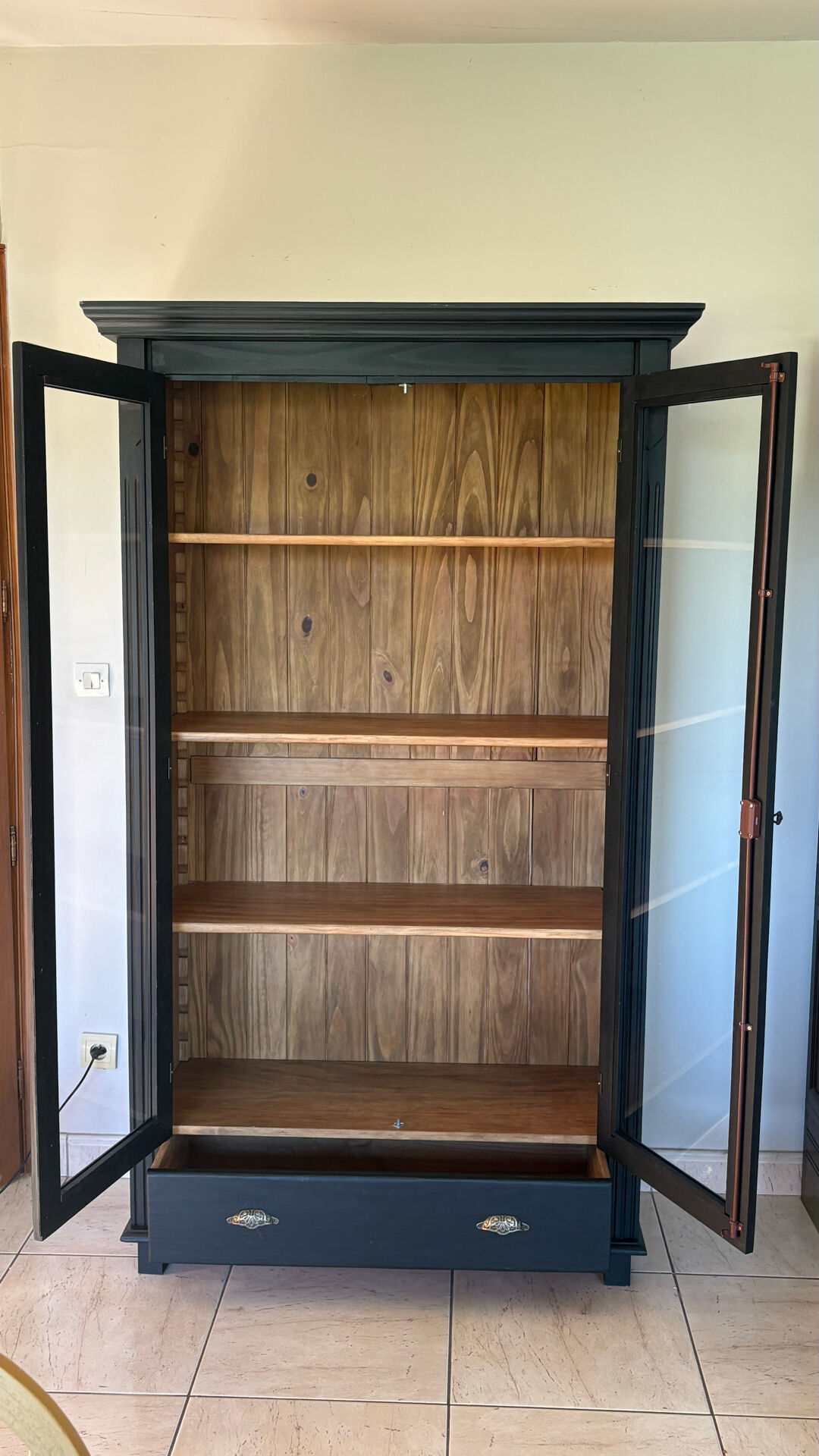 Black display cabinet
