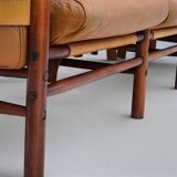 1960s, Scandinavian design by Arne Norell, sofa, model "Kontiki", original condition, leather, beech.
