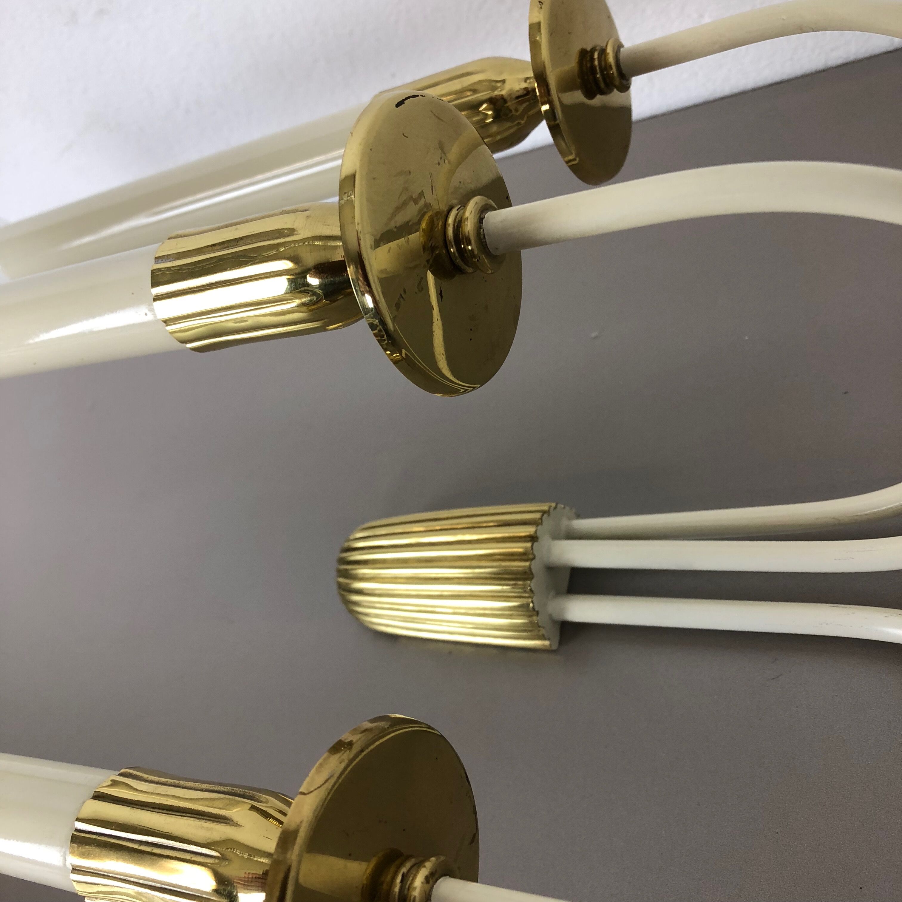 Set of 2 Original Brass Wall Lights Vereinigte Werkstätten München, Germany 1950
