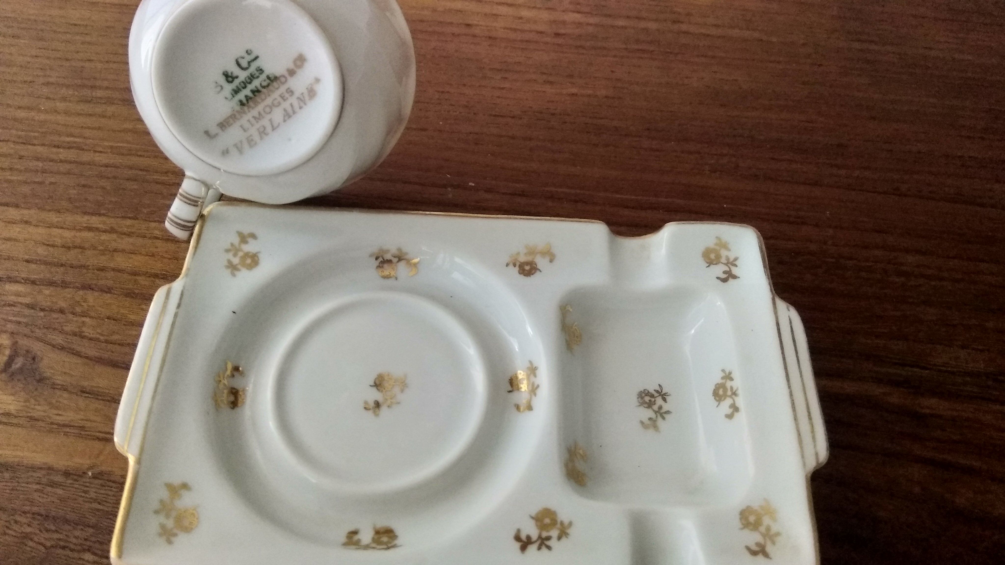 Coffee cup and saucer verlaine ashtray - Porcelain de Limoges
