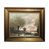 Jean-Baptiste Camille Corot, reproduction artisanale sur toile du musée des Beaux-Arts de Reims avec certificat