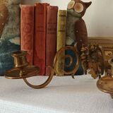 Paire de bougeoirs laiton mural antique