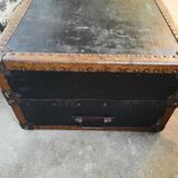 Old cabin trunk, suitcase. height 103cm