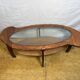 Table basse organique en teck et verre, années 1960