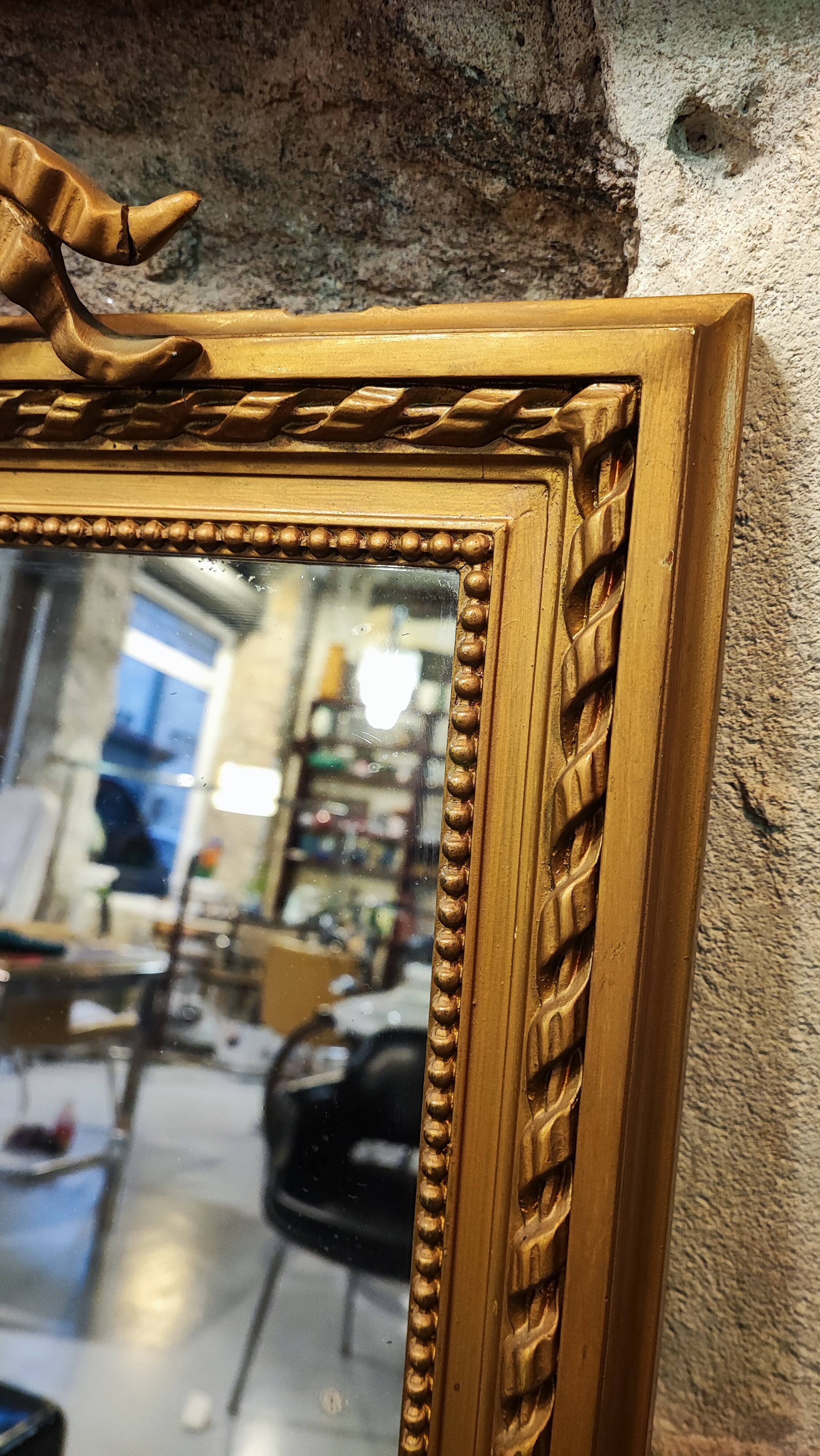 Large gilded mirror with ribbon – Napoleon III period – 136 cm