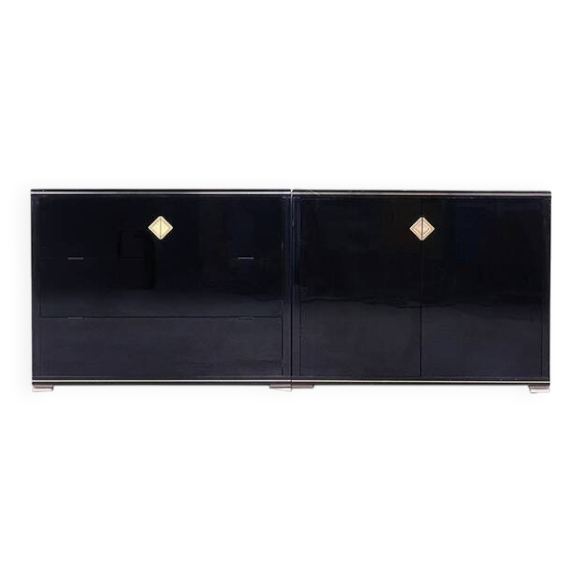 Art deco black and gold cabinets by Pierre Vandel, 1970s