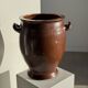 Very large glazed brown terracotta pot with two handles H41 D30