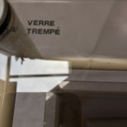 Beige metal console and smoked tempered glass Yves Boutboul
