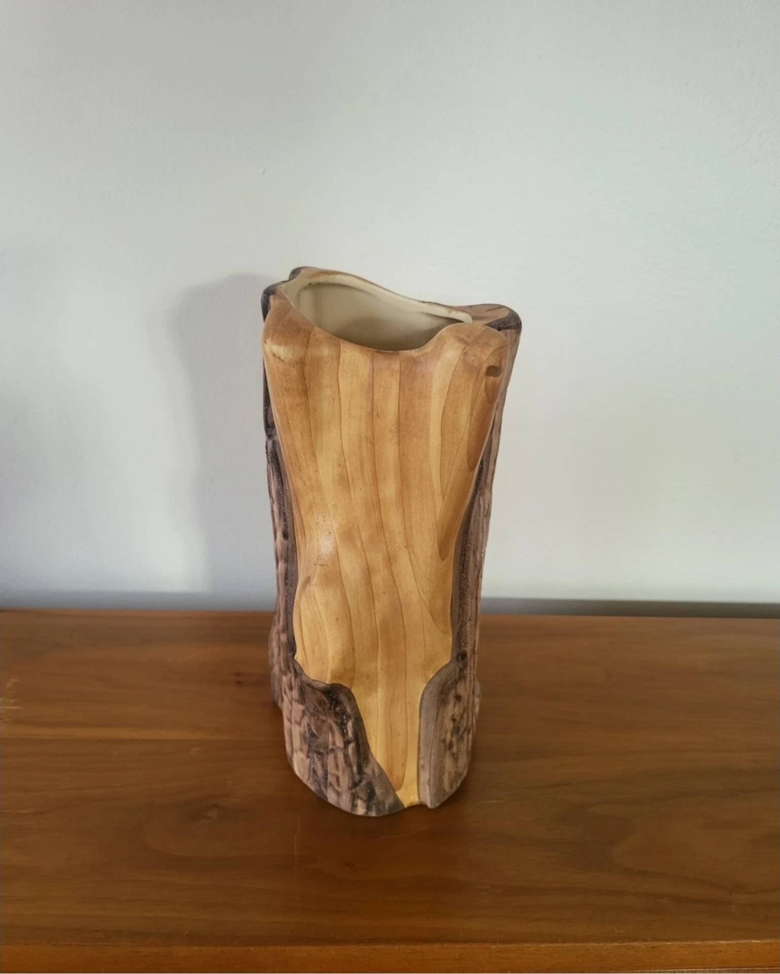 Vintage Vallauris Ceramic Vase Grandjean Jourdan Faux Wood