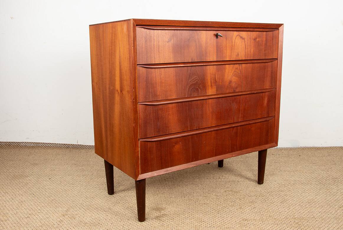 Commode 4 tiroirs en teck, Danemark 1960