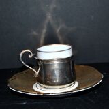 Precious cup in German porcelain and solid silver 835S BP Württemberg