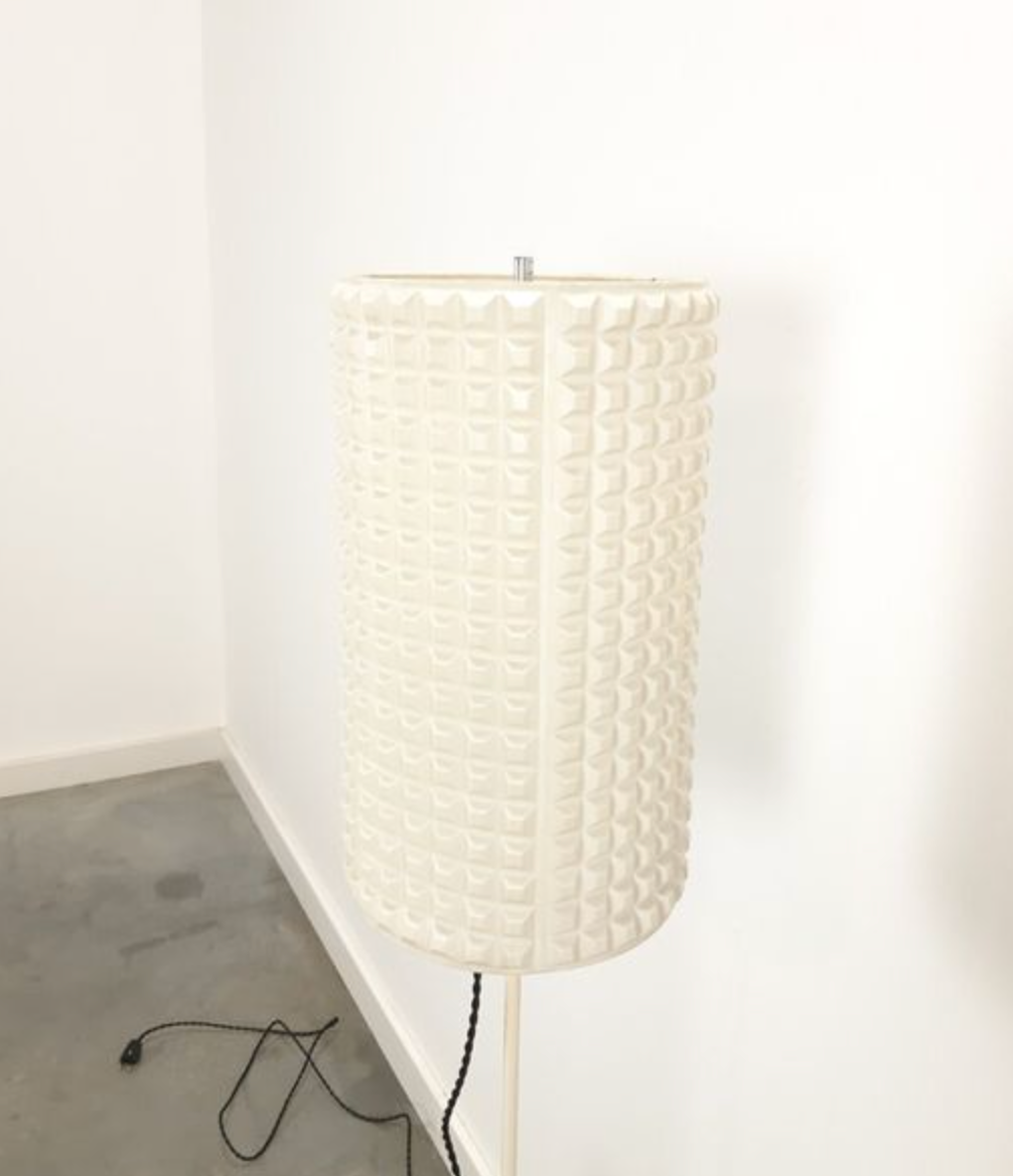 Vintage Floor Lamp in Checkered Milk Glass
