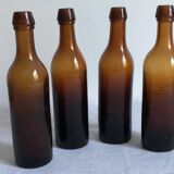 Set of 4 old amber bottles
